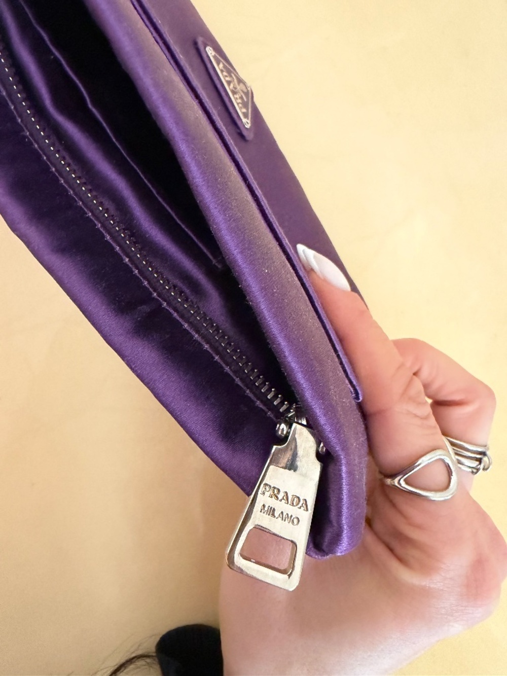 Prada Purple Satin Embellished Clutch - Picture 5 of 9